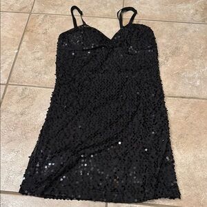 Forever 21 Black Sequin Cocktail Mini Dress